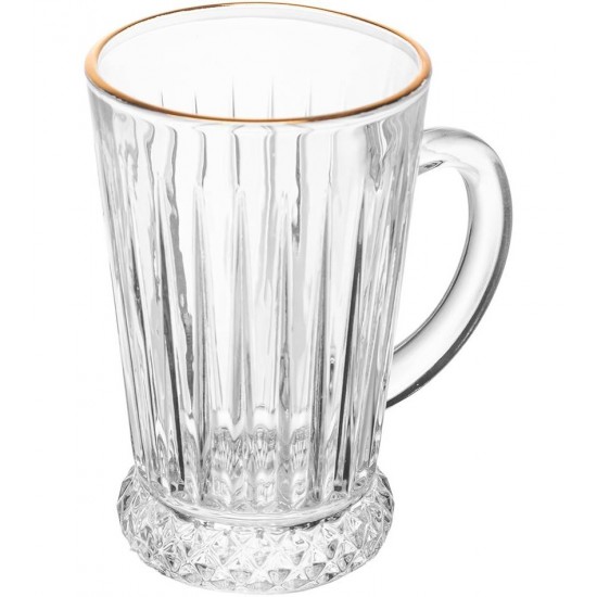 Taça Avulsa 210ml Para Cappuccino Deli Diamante Com Fio Dourado Em Cristal Ecológico